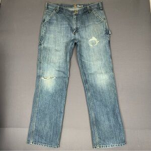 Carhartt Carpenter Distressed Blue Washed Relaxed Fit Jeans Size 35x30 Men’s